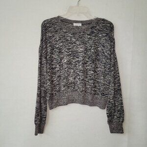 Colsie‎ Shirt Womens XL Black Marled Long Sleeve Oversized Crop Soft Loungewear